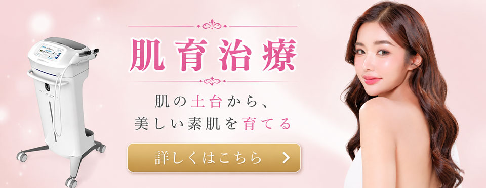 肌育治療の紹介バナー。肌の土台から美しい素肌を育てる。